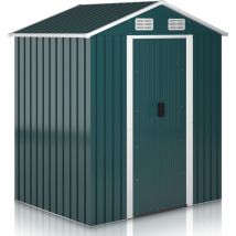 Timbertech - Jago Capannone per Esterno - 182x186x118 cm, in Acciaio, Porta Scorrevole, Tetto Inclinato, Presa d'Aria, con Base, Impermeabile, uv