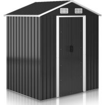 Timbertech - Jago Capannone per Esterno - 182x186x118 cm, in Acciaio, Porta Scorrevole, Tetto Inclinato, Presa d'Aria, con Base, Impermeabile, uv