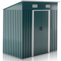 Timbertech - Jago Capannone per Esterno - 194x182x121.5 cm, in Acciaio, Porta Scorrevole, Tetto Inclinato, Presa d'Aria, con Base, Impermeabile, uv