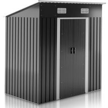 Timbertech - Jago Capannone per Esterno - 194x182x121.5 cm, in Acciaio, Porta Scorrevole, Tetto Inclinato, Presa d'Aria, con Base, Impermeabile, uv