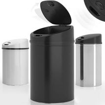 Jago - Cubo de Basura Automático - 50 Litros, con Tapa Desmontable, Acero Galvanizado, Negro - Papelera con Sensor de Movimiento, Inteligente, para