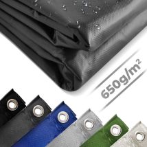 Jago - Lona Impermeable Exterior - 5x7 m, Ojales, Resistente a Altas Temperaturas y Rayos uv, pvc, Poliéster, Antracita - Cubre Piscina, Suelo