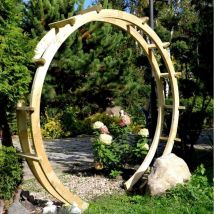 Jagram - Wooden Garden Moon Gate Double Round Semi Circular Arch Pergola