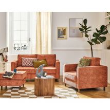 Lisa Design - Jake - 2-sitzer einzelsofa aus geprägtem samtstoff - füße aus dunklem holz - terrakotta