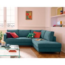 Lisa Design - Jake - canapé d'angle droit 5 places convertible en tissu velours relief