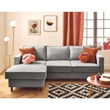 Lisa Design - Jake - canapé d'angle gauche 4 places convertible avec coffre en tissu velours relief
