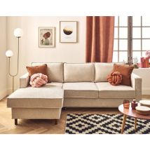 Lisa Design - Jake - canapé d'angle gauche 4 places convertible avec coffre en tissu velours relief