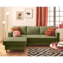 Lisa Design - Jake - canapé d'angle gauche 4 places convertible avec coffre en tissu velours relief