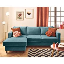 Lisa Design - Jake - canapé d'angle gauche 4 places convertible avec coffre en tissu velours relief