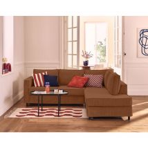 Jake - canapé déhoussable d'angle droit 5 places en velours texturé