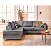 Lisa Design - Jake - canapé déhoussable d'angle gauche 5 places en velours