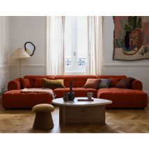 Ray - canapé panoramique en u 7 places en tissu texturé - rouge