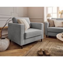Lisa Design - Jake - fauteuil en velours côtelé - pieds bois foncé