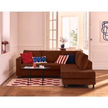 Lisa Design - Jake - sofa mit abnehmbarer bezug rechte ecke 5 sitze aus cordstoff - terrakotta