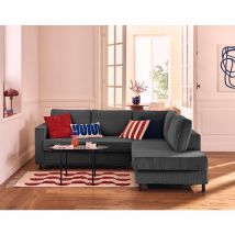 Lisa Design - Jake - sofa mit abnehmbarer bezug rechte ecke 5 sitze aus cordstoff - dunkelgrau