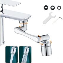 XVX - Jalleria Magic Faucet - Aireador de grifo giratorio de 1440° con 2 modos de rociado, adaptador universal, cuerpo de latón, cromado y plateado