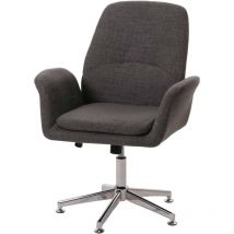 Chaise de salle à manger HHG-570, chaise de cuisine chaise rembourrée, pivotante avec accoudoirs réglable en hauteur tissu/textile, gris foncé