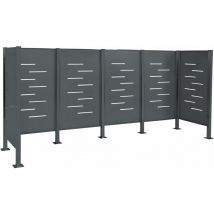 HHG - jamais utilisé] Clôture pour poubelles 479, Cache-poubelle Rangement pour poubelles, 150x325x85cm métal, anthracite