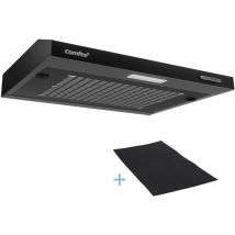 Comfee Hotte Aspirante Casquette Visière- 60cm-3 Vitesses-Évacuation et Recyclage-LED Lampe-Filtre en Coton Noir en Inox [Classe Énergétique B]