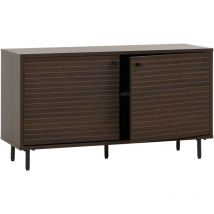 Commode HHG-315, commode armoire, style scandinave métal bois mélamine MVG 53x94x35cm, brun foncé
