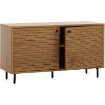 Commode HHG-315, commode armoire, style scandinave métal bois mélamine MVG 53x94x35cm, naturel
