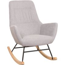 Fauteuil à bascule HHG-704, Fauteuil relax à bascule Fauteuil TV, bois massif métal tissu/textile 320g/m², gris clair