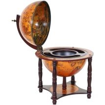 Globe terrestre, bar de salon HHG-5254, minibar, bois d'eucalyptus