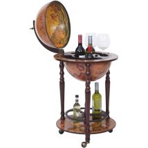 Globe terrestre, bar de salon HHG-7234, minibar roulant, bois d'eucalyptus