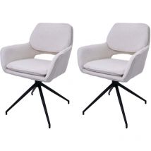 Jamais utilisé] Lot de 2 chaises de salle à manger HHG 638, chaise de cuisine, pivotante Auto-Return, tissu bouclé (540g/m²) Oeko-Tex, crème