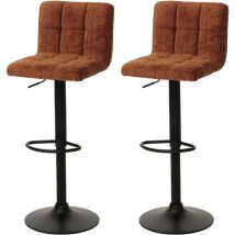 Lot de 2 tabourets de bar HHG-847, tabouret de bar, réglable en hauteur pivotant, tissu chenille (465g/m²) MVG, terracotta
