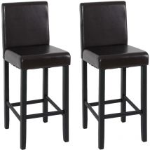 Jamais utilisé] Lot de 2 tabourets de bar Vicenza, cuir, marron/pieds foncés