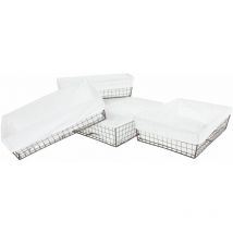 Lot de 4 paniers Tanta, paniers de conservation pour la salle de bain, métal avec enveloppe en tissu