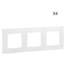 Lot de 4 Plaques de Finition Encastrable LEGRAND Niloé 3 Prises Blanc Pur - 665003