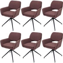 Lot de 6 chaises de salle à manger HHG-638, chaise de cuisine, pivotante Auto-Return, tissu Bouclé (540g/m²) Oeko-Tex, marron clair