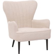 Lounge-Sessel HHG-060, Cocktail-/Ohrensessel Polsterstuhl Retro Vintage Stoff Chenille (500g/m²) Öko-Tex, crème-beige