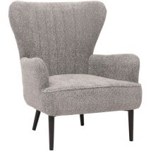 Lounge-Sessel HHG-060, Cocktail-/Ohrensessel Polsterstuhl Retro Vintage Stoff Chenille (500g/m²) Öko-Tex, gris