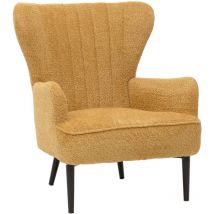 Lounge-Sessel HHG-060, Cocktail-/Ohrensessel Polsterstuhl Retro Vintage Stoff Chenille (500g/m²) Öko-Tex, jaune