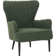 Lounge-Sessel HHG-067, Cocktail-/Ohrensessel Polsterstuhl Retro Vintage Stoff Bouclé (600g/m²) Öko-Tex, grün