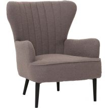 Lounge-Sessel HHG-067, Cocktail-/Ohrensessel Polsterstuhl Retro Vintage Stoff Bouclé (600g/m²) Öko-Tex, hellgrau
