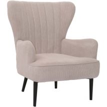 Lounge-Sessel HHG-073, Cocktail-/Ohrensessel Polsterstuhl Retro Vintage Stoff Velours (290g/m²) Öko-Tex, beige