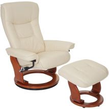 Jamais utilisé] MCA fauteuil relax Hamilton, fauteuil de télévision, tabouret, cuir, charge 130kg, crème, doré