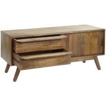 Jamais utilisé] Meuble tv HHG 196, Table de télévision Lowboard Commode Armoire, tiroirs en bois massif Mango 46x110x35cm