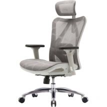 Sihoo - jamais utilisé] chaise de bureau ergonomique charge max. 150kg, revêtement gris, piétement blanc