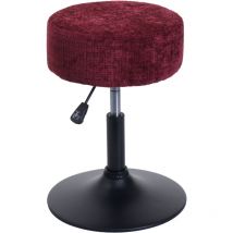 Jamais utilisé] Tabouret HHG 827, tabouret de maquillage, réglable en hauteur pivotant ø 37cm Tissu Chenille (465g/m²) mvg, bordeaux