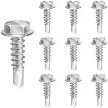 150 PCS Vis Autoforeuse Inox, 4.2 mm X 16 mm Vis à Tôle Autoperceuse, Vis Autoperceuse à Tête Hexagonale, Vis Autoforeuse Metal, Vis Autotaraudeuse 