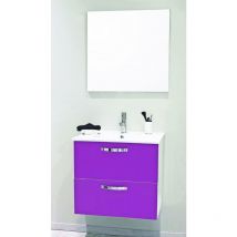 2 Façades de tiroir MIXY - pour meuble de salle de bain - 60cm - Aubergine - Laqué