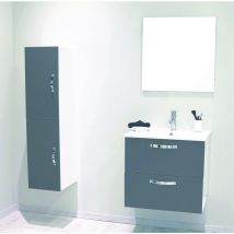 2 Façades de tiroir MIXY - pour meuble de salle de bain - 60cm - Gris - Laqué