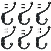6pcs Rétro Crochet Patère Porte Manteau Mural Vintage Crochet de Porte Métal pour Salle de Bain Cuisine Chambre Entrée - Noir -DPZO