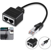 Adaptateur Répartiteur RJ45, RJ45 Coupleur, LAN RJ45 Ethernet Répartiteur 1 vers 2 câbles Adaptateur, Adaptateur Répartiteur de Câble Réseau pour 