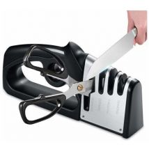 Aiguiseur de couteaux et ciseaux de cuisine 4 en 1, aiguiseur de couteaux professionnel, aiguiseur de couteaux avec gomme antidérapante pour couteaux 